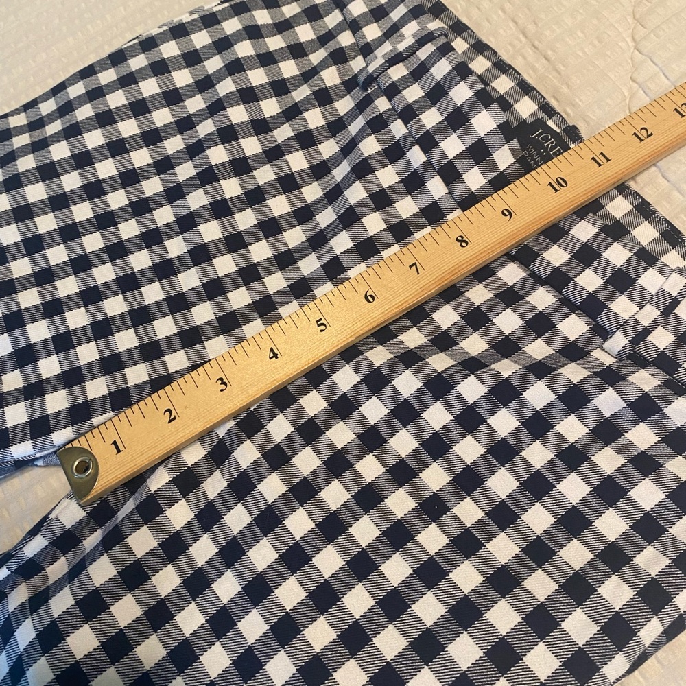 J. Crew Factory Navy Gingham Winnie Ankle Cotton Stretch Preppy Pants Size 0 - Picture 8 of 15
